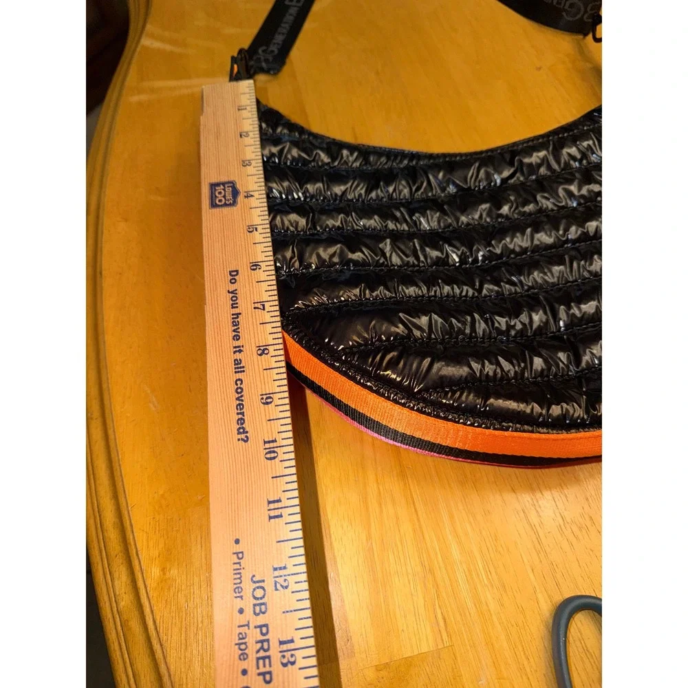 BCBGeneration Crossbody Bag Black Quilted Puffer Orange Trim Streetwear OS